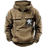 Practical Hatchback Tactical Quarter Zip Hoodie, Exclusive Logo Hoodie For Car Enthusiasts CAR164 - Khaki