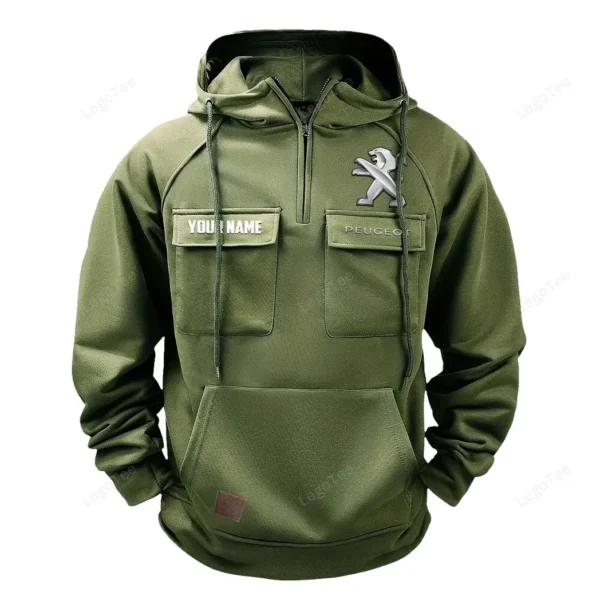 Family Auto Tactical Quarter Zip Hoodie, Exclusive Logo Hoodie For Car Enthusiasts CAR109 - Army Green