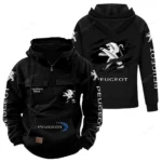European Sedan Tactical Quarter Zip Hoodie, Exclusive Logo Hoodie For Car Enthusiasts CAR122 - Black