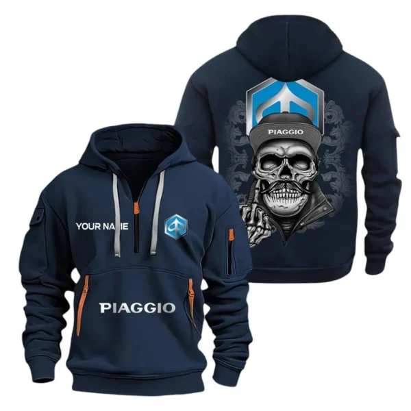 Exclusive Logo Hoodie Half Zipper For Chic Scooter Enthusiasts, Gift For Chic Scooter Fans CAR166 - Navy