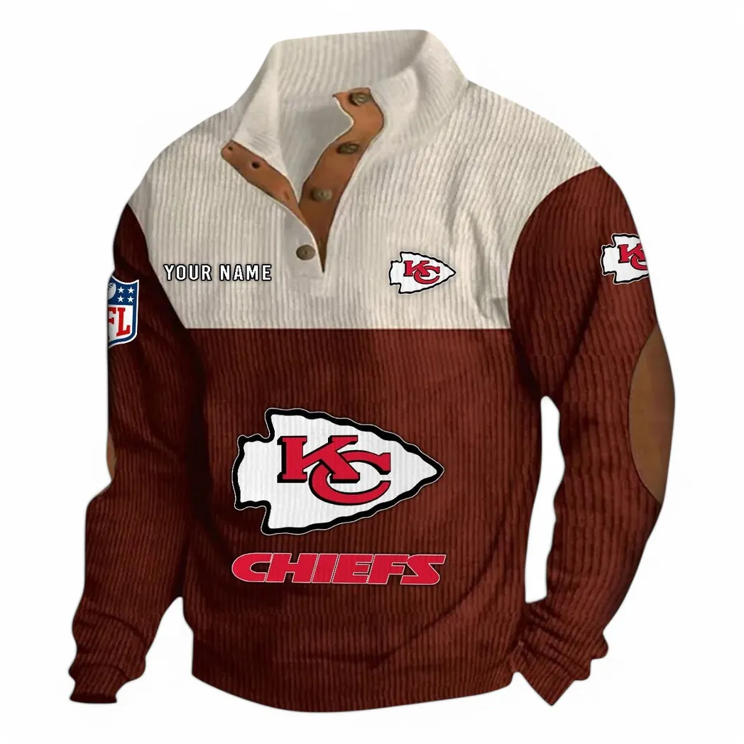 Plains Pride Men's Stand Up Collar Base Shirt, Stadium Spirit Sweatshirt NFL850 - Dark Red