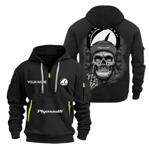 Hoodie Half Zipper Exclusive Logo Gift For Classic Sedan Enthusiasts CAR166 - Black