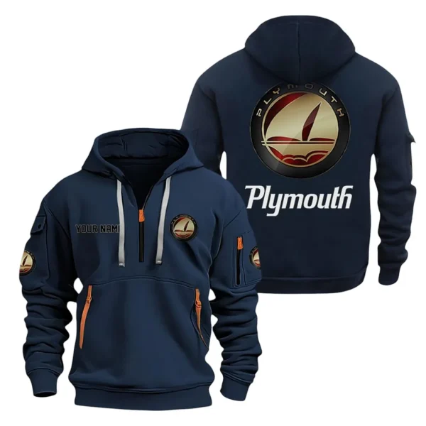 Nostalgic Car Hoodie Half Zipper, All Over Print Hoodie Gift For Nostalgic Car Enthusiasts CAR200 - Navy