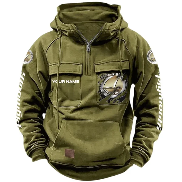 Classic Sedan Tactical Quarter Zip Hoodie, Exclusive Logo Hoodie For Car Enthusiasts CAR164 - Army Green