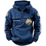 American Cruiser Tactical Quarter Zip Hoodie, Exclusive Logo Hoodie For Car Enthusiasts CAR164 - Dark Blue