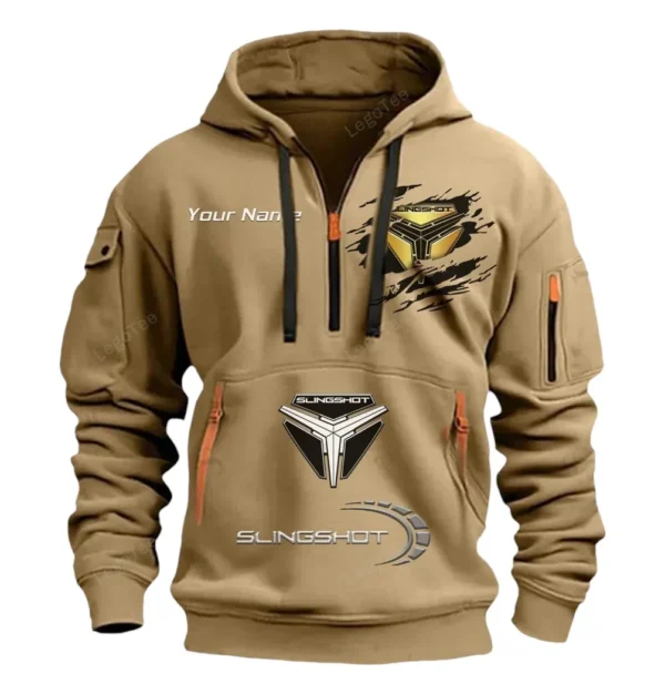 Hoodie Half Zipper Exclusive Logo Gift For Fun-to-Drive Ride Enthusiasts CAR113 - Khaki