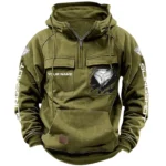Exotic Road Machine Tactical Quarter Zip Hoodie, Exclusive Logo Hoodie For Car Enthusiasts CAR164 - Army Green