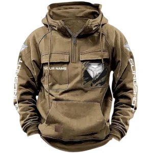 Performance Three-Wheeler Tactical Quarter Zip Hoodie, Exclusive Logo Hoodie For Car Enthusiasts CAR164 - Khaki