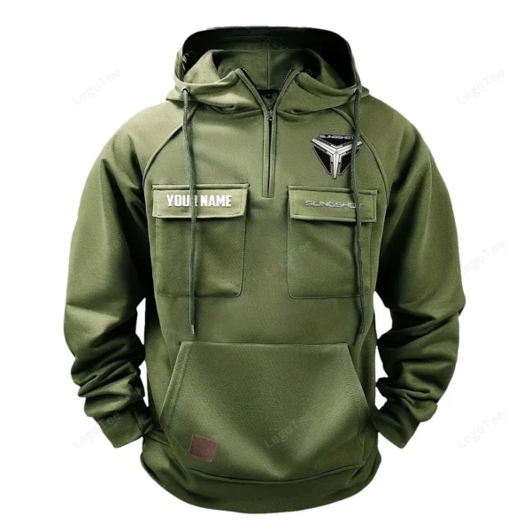 Open-Cockpit Vehicle Tactical Quarter Zip Hoodie, Exclusive Logo Hoodie For Car Enthusiasts CAR109 - Army Green