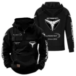 Unique Three-Wheeler Tactical Quarter Zip Hoodie, Exclusive Logo Hoodie For Car Enthusiasts CAR960 - Black