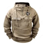 Open-Air Vehicle Tactical Quarter Zip Hoodie, Exclusive Logo Hoodie For Car Enthusiasts CAR109 - Khaki