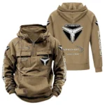 Fun-to-Drive Ride Tactical Quarter Zip Hoodie, Exclusive Logo Hoodie For Car Enthusiasts CAR960 - Khaki