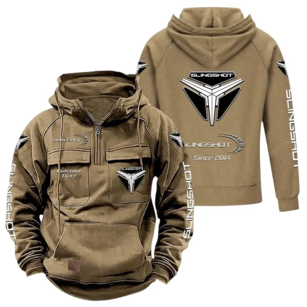 Fun-to-Drive Ride Tactical Quarter Zip Hoodie, Exclusive Logo Hoodie For Car Enthusiasts CAR960 - Khaki