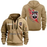 Hoodie Half Zipper Exclusive Logo Gift For Heritage Auto Enthusiasts CAR170 - Khaki