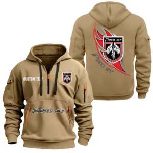 Hoodie Half Zipper Exclusive Logo Gift For Heritage Auto Enthusiasts CAR170 - Khaki