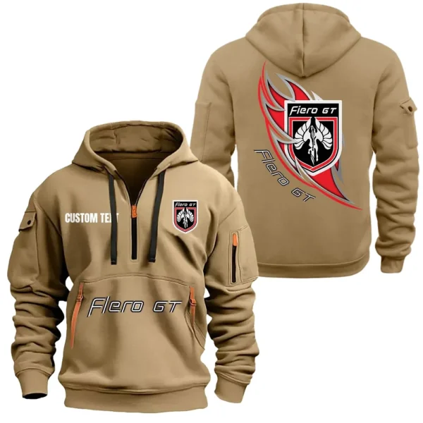 Hoodie Half Zipper Exclusive Logo Gift For Heritage Auto Enthusiasts CAR170 - Khaki