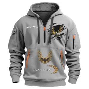 Hoodie Half Zipper Exclusive Logo Gift For Classic American Car Enthusiasts CAR113 - Gray