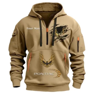 Hoodie Half Zipper Exclusive Logo Gift For Muscle Car Enthusiasts CAR113 - Khaki