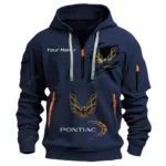Hoodie Half Zipper Exclusive Logo Gift For Retro Coupe Enthusiasts CAR113 - Navy
