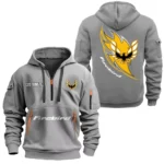 Historic American Ride Hoodie Half Zipper, All Over Print Hoodie Gift For Historic American Ride Enthusiasts CAR170 - Gray
