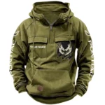 American Muscle Vehicle Tactical Quarter Zip Hoodie, Exclusive Logo Hoodie For Car Enthusiasts CAR164 - Army Green