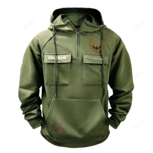 Iconic Road Car Tactical Quarter Zip Hoodie, Exclusive Logo Hoodie For Car Enthusiasts CAR109 - Army Green