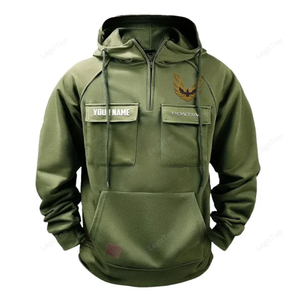 Iconic Road Car Tactical Quarter Zip Hoodie, Exclusive Logo Hoodie For Car Enthusiasts CAR109 - Army Green