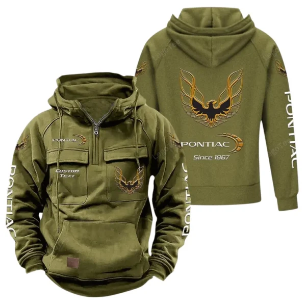 Power Sports Car Tactical Quarter Zip Hoodie, Exclusive Logo Hoodie For Car Enthusiasts CAR960 - Army Green