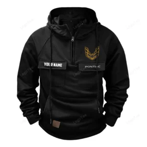 Classic Muscle Car Tactical Quarter Zip Hoodie, Exclusive Logo Hoodie For Car Enthusiasts CAR109 - Black