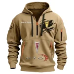 Hoodie Half Zipper Exclusive Logo Gift For Old-School Automobile Enthusiasts CAR113 - Khaki