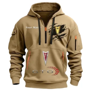Hoodie Half Zipper Exclusive Logo Gift For Old-School Automobile Enthusiasts CAR113 - Khaki