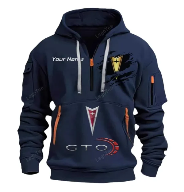 Hoodie Half Zipper Exclusive Logo Gift For Historic American Ride Enthusiasts CAR113 - Navy