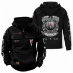 Street Racer Car Tactical Quarter Zip Hoodie, Exclusive Logo Hoodie For Car Enthusiasts CAR106 - Black