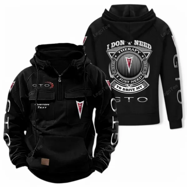 Street Racer Car Tactical Quarter Zip Hoodie, Exclusive Logo Hoodie For Car Enthusiasts CAR106 - Black