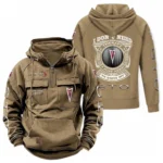 High-Horsepower Muscle Vehicle Tactical Quarter Zip Hoodie, Exclusive Logo Hoodie For Car Enthusiasts CAR106 - Khaki