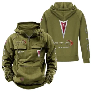Iconic Muscle Ride Tactical Quarter Zip Hoodie, Exclusive Logo Hoodie For Car Enthusiasts CAR960 - Army Green