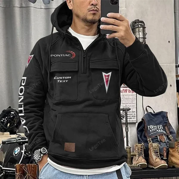 Iconic Road Car Tactical Quarter Zip Hoodie, Exclusive Logo Hoodie For Car Enthusiasts CAR960 - Black - Image 2