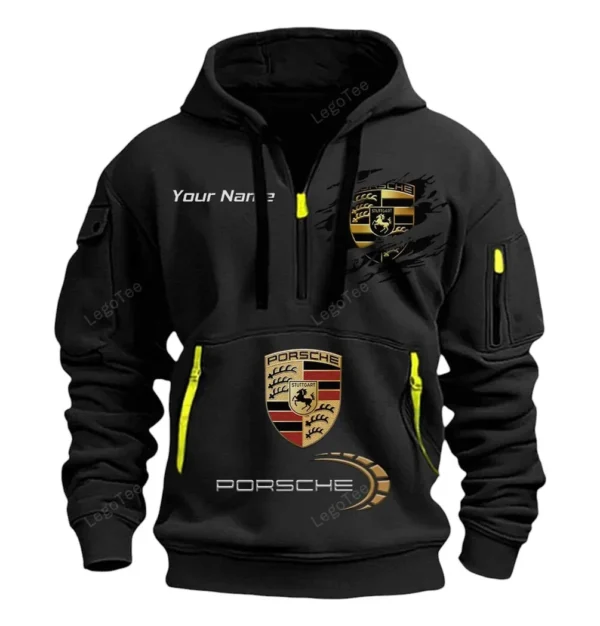Hoodie Half Zipper Exclusive Logo Gift For Iconic Sports Vehicle Enthusiasts CAR113 - Black