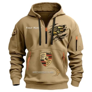 Hoodie Half Zipper Exclusive Logo Gift For Luxury Coupe Enthusiasts CAR113 - Khaki