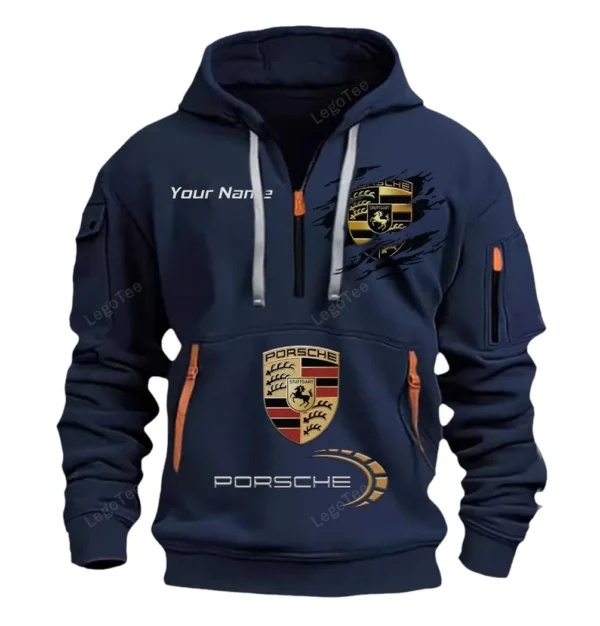 Hoodie Half Zipper Exclusive Logo Gift For Performance Car Enthusiasts CAR113 - Navy