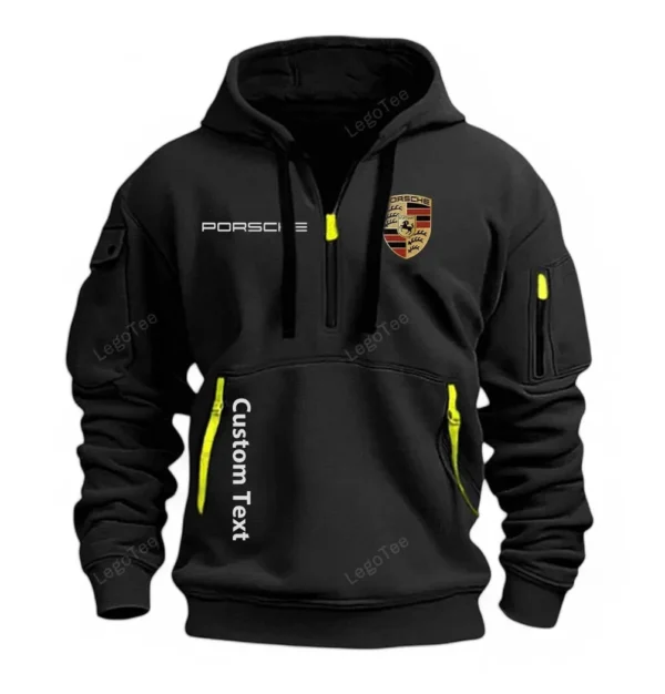 Hoodie Half Zipper Exclusive Logo Gift For Exotic Coupe Enthusiasts CAR112 - Black