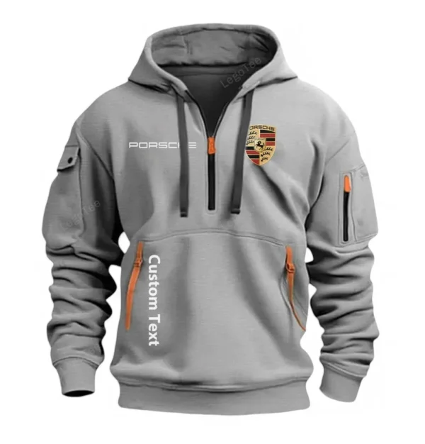 Hoodie Half Zipper Exclusive Logo Gift For Track Day Machine Enthusiasts CAR112 - Gray