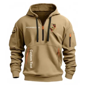 Hoodie Half Zipper Exclusive Logo Gift For Turbo Sports Car Enthusiasts CAR112 - Khaki