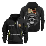 Hoodie Half Zipper Exclusive Logo Gift For Racing-Inspired Vehicle Enthusiasts CAR166 - Black