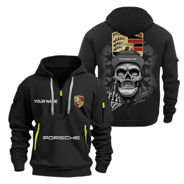 Hoodie Half Zipper Exclusive Logo Gift For Racing-Inspired Vehicle Enthusiasts CAR166 - Black