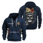 Hoodie Half Zipper Exclusive Logo Gift For High-Speed Roadster Enthusiasts CAR166 - Navy