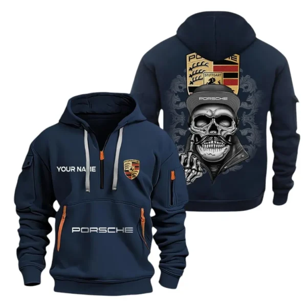 Hoodie Half Zipper Exclusive Logo Gift For High-Speed Roadster Enthusiasts CAR166 - Navy