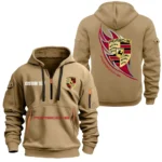 Hoodie Half Zipper Exclusive Logo Gift For Turbo Sports Car Enthusiasts CAR170 - Khaki
