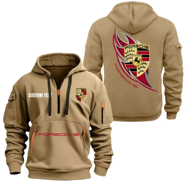 Hoodie Half Zipper Exclusive Logo Gift For Turbo Sports Car Enthusiasts CAR170 - Khaki