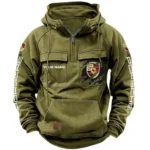 Turbo Sports Car Tactical Quarter Zip Hoodie, Exclusive Logo Hoodie For Car Enthusiasts CAR164 - Army Green